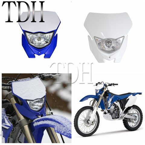 Motorcycle Supermoto Headlight Motocross Enduro Dirt Bike Head Light For Yamaha WRF250/400/426/450 YZ TTR WR MX White Blue Black ► Photo 1/6