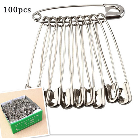 100pcs Silver Metal Safety Pins  stainless steel Brooch Badge Jewelry Safety Pins clothing Sewing Craft Accessories ► Photo 1/6