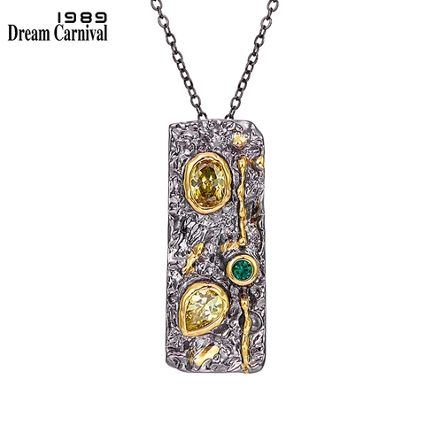 DreamCarnival1989 Gothic Pendant Necklace Women Stone Age Collection Strong Character Black Gold Color Olivine Green CZ WP6671 ► Photo 1/6