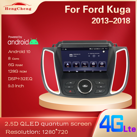 For  Kuga Escape t car multimedia video player 13-19 KUGA GPS navigation radio 4G version Android 10.0 ► Photo 1/6