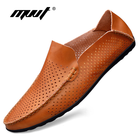 Summer Genuine Leather Shoes Men Comfortable Mesh Men Loafers Casual Shoes Men Flats Hot Sale Driving Shoes Moccasins Plus Size ► Photo 1/6