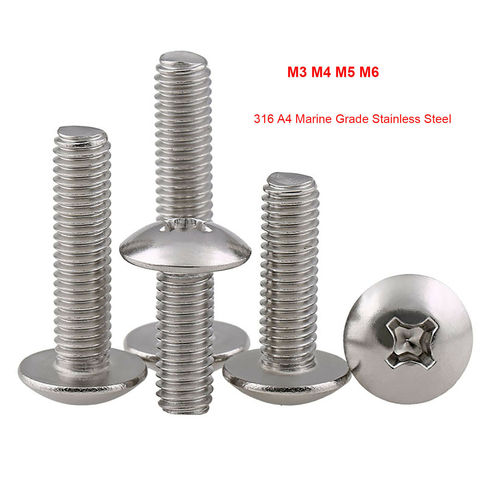 M3 M4 M5 M6 Phillips Truss Mushroom Head Screws 316 Stainless Steel Cross Recessed Round Large Flat Head Machine Screw Bolts ► Photo 1/4