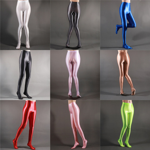 LEOHEX High Waist Satin Gloss Leggings for Women - Shiny Ankle-Length  Tights, Japanese Style Glitter Pants
