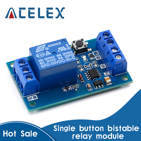 5V/12V/24V Single Bond Button Bistable Relay Module Modified Car Start and Stop Self-Locking Switch One Key ► Photo 1/6