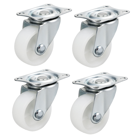 uxcell 4Pcs Swivel Fixed Casters 1 inch 1.25 inch 1.5 inch 2 inch Nylon Wheels White Furniture Industrial Light Duty Caster ► Photo 1/1