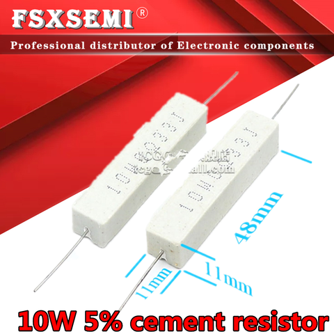 10pcs 10W 5% Cement Resistor Power Resistance 0.1R ~ 10K 0.1R 0.5R 10R 50R 0.22 0.33 0.5 1 2 5 8 10 15 20 25 30 100 1K 2K 3K ohm ► Photo 1/3
