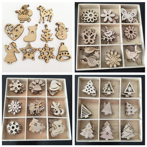 50pcs Christmas wooden snowflake pieces for Christmas decoration DIY  ornaments