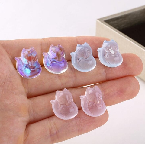 10pcs/lot 14*18mm Crystal colored glaze Cute Mini fox Charms pendant For DIY handmade necklace jewelry material accessories ► Photo 1/5