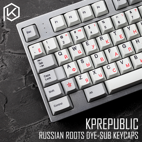 kprepublic 139 Russia Russian root font Cherry profile Dye Sub Keycap Set PBT gh60 xd60 xd84 cospad tada68 rs96 87 104 fc660 ► Photo 1/4