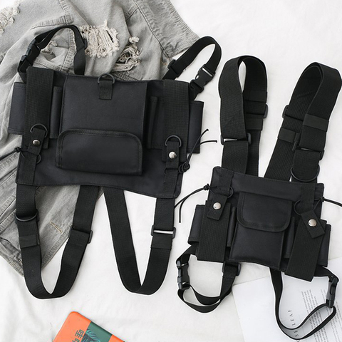 Hot Functional Tactical Chest Bag For Men Fashion Bullet Hip Hop Vest Streetwear Bag Waist Pack Unisex Black Chest Rig Bag ► Photo 1/6