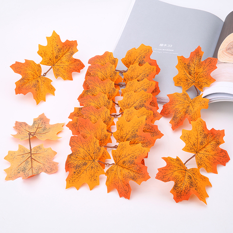 10/20Pcs Artificial Maple leaves Simulation Fake Autumn Leaves For DIY Scrapbook Christmas Party Decoration Wreath Fake Plant ► Photo 1/6