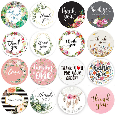 500Pcs/roll Floral Thank You Sticker Paper Label Stickers Scrapbooking Wedding Envelope Seals Handmade Stationery Sticker ► Photo 1/6