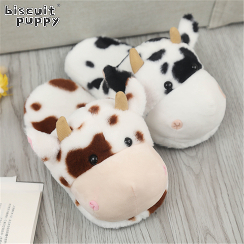 2022 New Cute Cattle Plush Toys & Indoor Warm Winter Adult Shoes Stuffed Cartoon Cow Shoes for Girls Valentine Gifts ► Photo 1/6