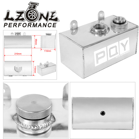 LZONE - 2L Aluminium Universal Polished Windscreen Washer Bottle Intercooler Spray Tank With Cap Kit Track Car JR-TK20 ► Photo 1/6