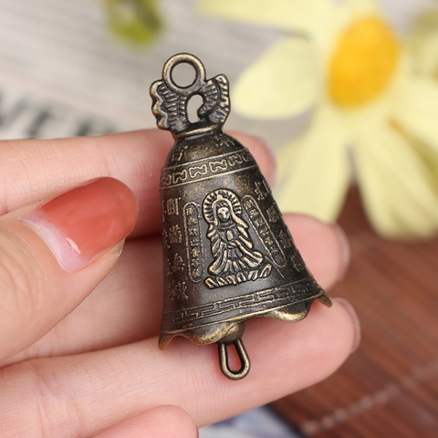 Antique Bell China's Mini Brass Copper Sculpture Pray Guanyin Bell Shui Feng Bell Invitation Buddha Buddhism ► Photo 1/6