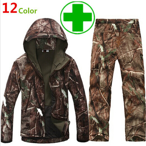 Camouflage hunting clothing Shark skin soft shell lurker tad v 4.0 outdoor tactical military fleece jacket + uniform pants suits ► Photo 1/4