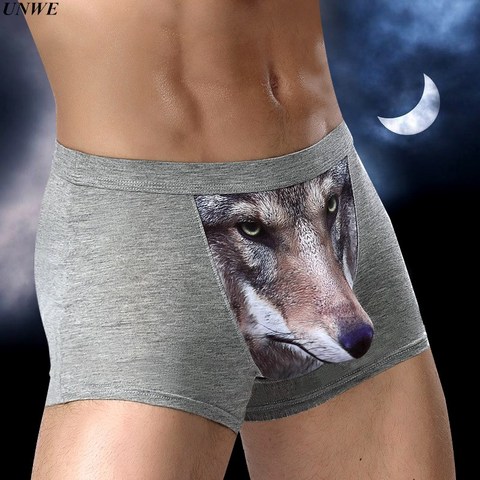 Big Sexy Wolf Pouch Underwear Men Eagle Boxer Shorts Modal Male Panties U Convex Cueca Plus Size L-4XL ► Photo 1/6