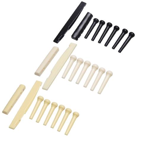 1Set 6 String Guitar Bone Guitar Bridge Pins Saddle Nut Ivory Acoustic Guitar Bridge Pin Cattle lp Tailpiece Tremolo 3 Color ► Photo 1/6