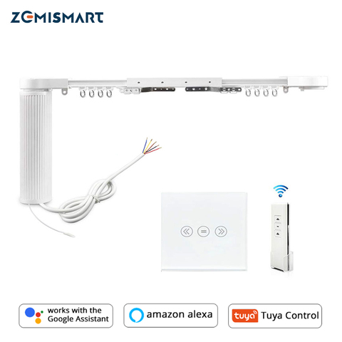 Intelligent House Motorized Smart Curtains With Curtain Track Rod Wall Switch Alexa Google Home tuya App Control ► Photo 1/6