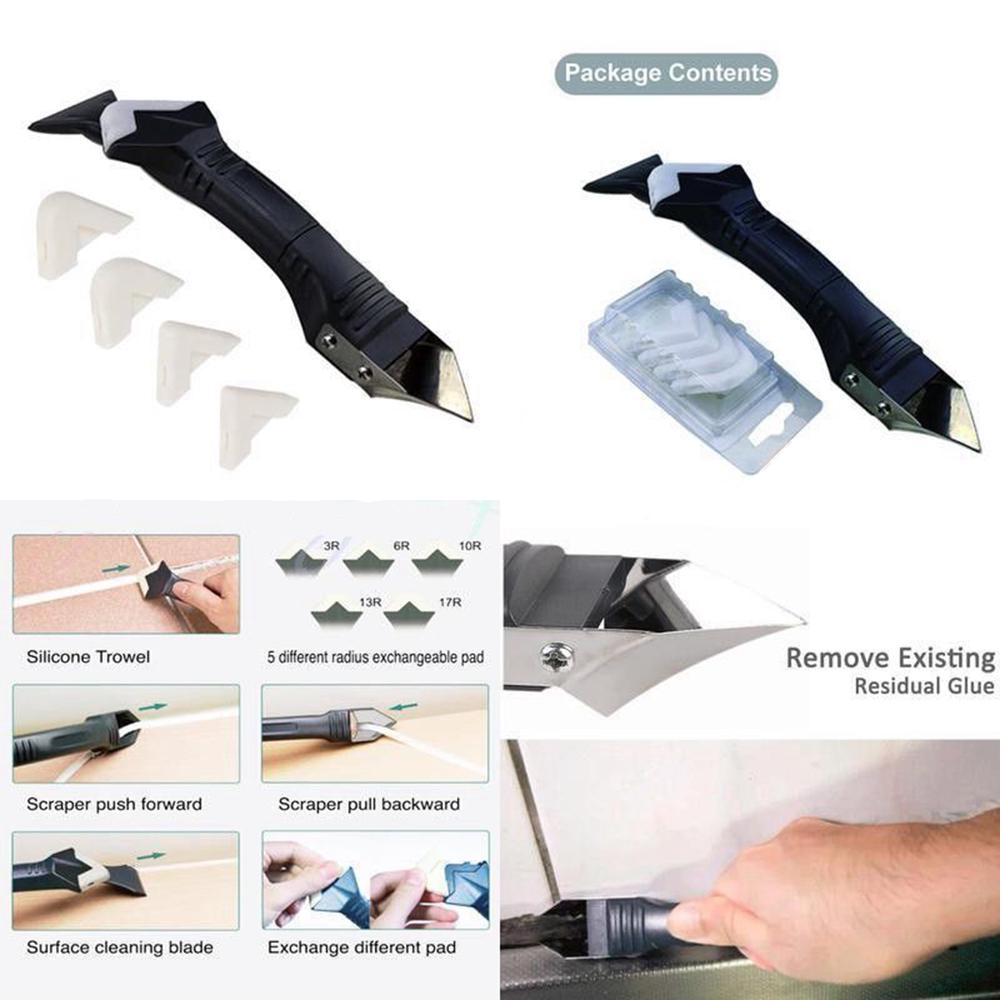 NEW Creative 3In1 Silicone Remover Caulk Finisher Sealant Smooth Scraper Grout Kit Tools Plastic Hand Tools Set Accessories ► Photo 1/6