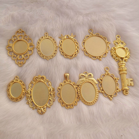 Vintage Round Bezel Tray Oval Charm Cameo Base Cabochon Bezel Setting Kawaii Jewellery Making Jewelry Findings Jewelry Bezels ► Photo 1/6
