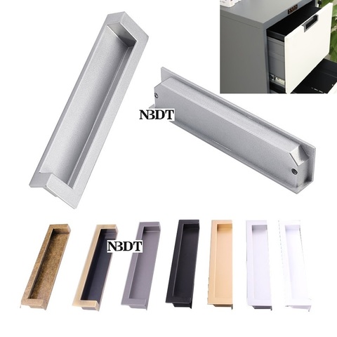 2Pcs/Lot Zinc Recessed Integral Built-in Finger Pull Door Edge Mortise Cabinet Cupboard Closet Brass Bronze White Matte Black ► Photo 1/3