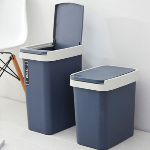 Trash Cans For The Kitchen Bathroom WC Plastic Rubbish Bin Household Dustbin Creative Bucket Pressing Type Rectangular Waste Bin ► Photo 1/6