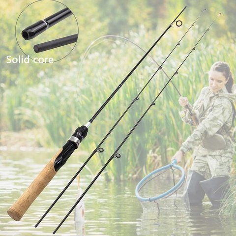 1.68M lure rod 2 Tips Carbon Fiber Spinning Rod ul power Lure Weight 2-6g Ultra light Slow wooden handle Trout pole Free gift ► Photo 1/6