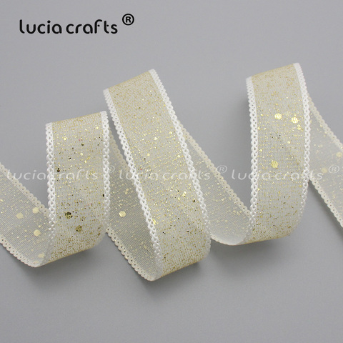 Lucia crafts 25mm Mesh Sequins Trim Organza Ribbons For Christmas Wrapping Wedding DIY Sewing Supplies Accessories P0518 ► Photo 1/4