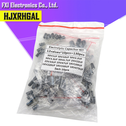 12valuesX10pcs=120pcs 0.22UF-470UF Aluminum electrolytic capacitor  component diy assortment kit new and original ► Photo 1/3