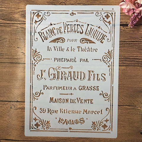 A4 29cm Vintage French File Ticket DIY Layering Stencils Wall Painting Scrapbook Coloring Embossing Album Decorative Template ► Photo 1/1