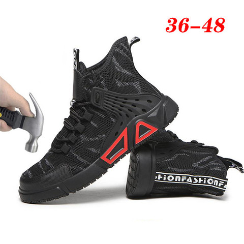 2022  Fall Steel Toe Safety Shoes Puncture-Proof Work Safety Boots Men's Breathable Lightweight Protective Sports Shoes ► Photo 1/6