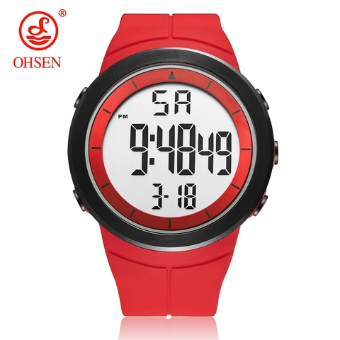 Digital Men Military Sport Watch reloj hombre Red 50M Diver Silicone bracelet men wristwatches Waterproof Led Male clocks Gifts ► Photo 1/6