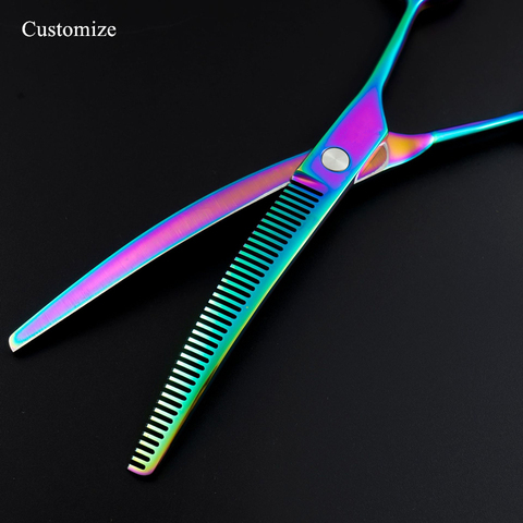 Customize logo 7 '' JP 440c 38 teeth pet dog grooming Curved hair scissors thinning barber haircut shears Hairdresser scissors ► Photo 1/6