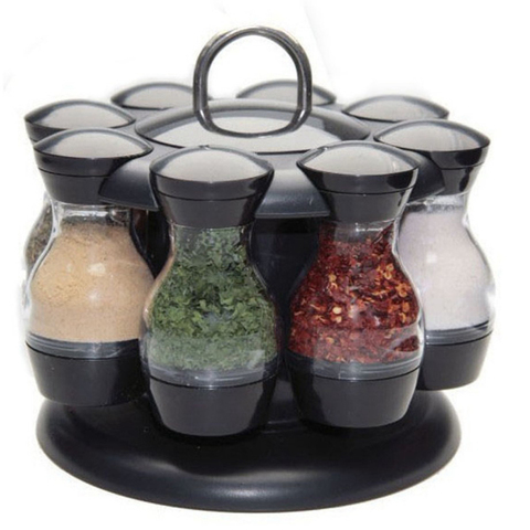 Rotating Spice Rack with Bottles Table Top Herbs Condiment Jars Organizer Spice Herbs Organizer Case Bottles Kitchen Tools ► Photo 1/6