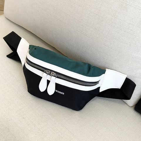 Waist Bag Women 2022 New Canvas Leisure Panelled Fanny Pack For Girls Letter Bum Bag Packs fashion Chest Crossbody bag Belt ► Photo 1/6