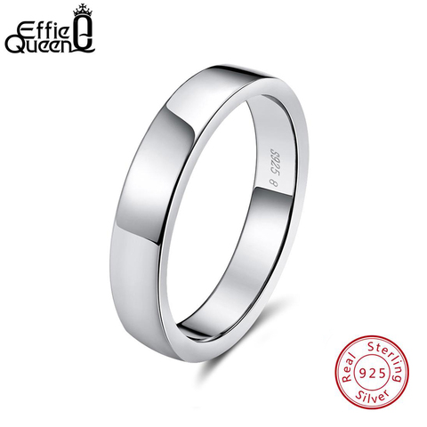 Effie Queen 100% 925 Sterling Silver Women Rings Classic Simple Style Finger Ring for Men Anniversary Wedding Band Jewelry BR73 ► Photo 1/6