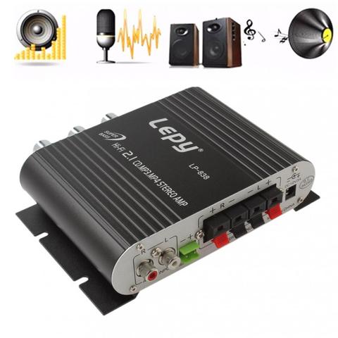 Lepy LP-838 Power Car Amplifier Hi-Fi 2.1 MP3 Radio Audio Stereo Bass Speaker Booster Player for Motorbike Home No Power Plug ► Photo 1/6