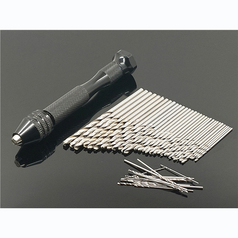 Mini Micro Aluminum 0.3-3.4mm Hand Drill With Keyless Chuck Rotary Tools Wood Drilling + HSS Twist Drill Bits Set Manual ► Photo 1/6