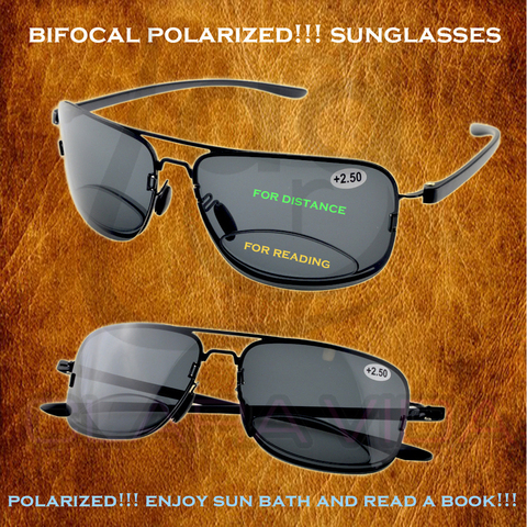 Pilot Frame Black Lenses See Near and Far Polarized Bifocal Reading SunGlasses  0.75  1  1.25  1.5  1.75  2  2.25  2.5 To  3.5 ► Photo 1/4