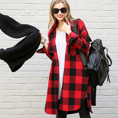 Autumn New Arrival 2022 Long Tops Flannel Plaid Shirt Women Plus Size Button Up Shirts Long Sleeve Casual Loose Cotton Blouse ► Photo 1/6