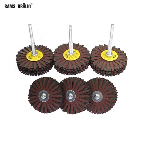 3 pieces 80*6mm shaft Mounted Emery Wire Grinding Wheel Radial Abrasive Polishing Brush for Wood Irregular Surface Finish ► Photo 1/6
