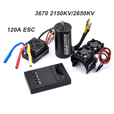 Waterproof  3670 2150KV 2650 KV Brushless Motor +120A Brushless ESC with heatsink Combo Set for 1/8 1/10 RC Car ► Photo 1/1