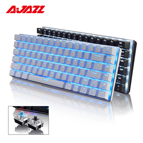 Ajazz AK33 Wired Mechanical Gaming Keyboard 82 Keys Anti-Ghosting Blue / Black Switch Gamer PC Laptop Blue White RGB Backlit ► Photo 1/6