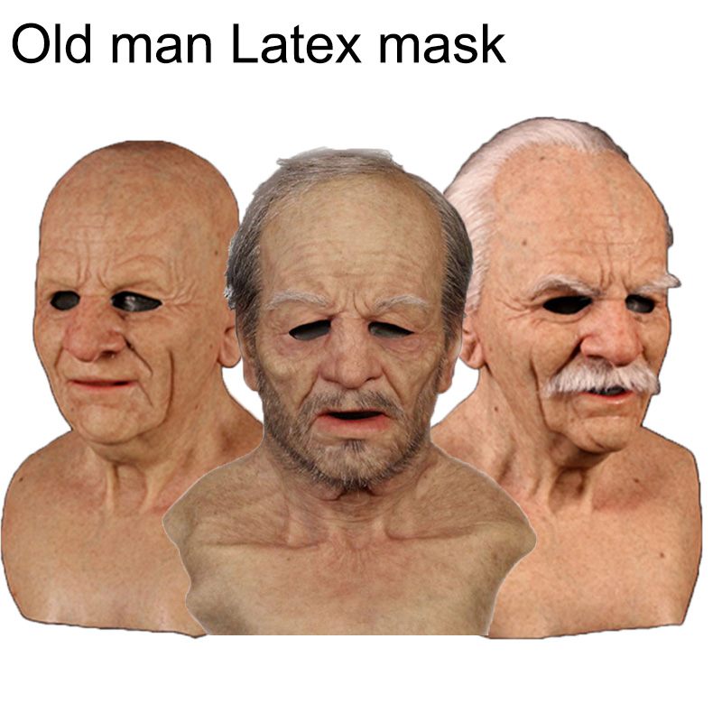 old man head helmet real mask