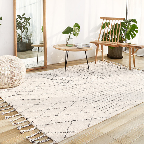 India Handmade Carpets Livingroom Turkey Nordic Home Bedroom Carpet Kilim Rug Floor Mat Study Room Morocco Carpet With Tassel ► Photo 1/6
