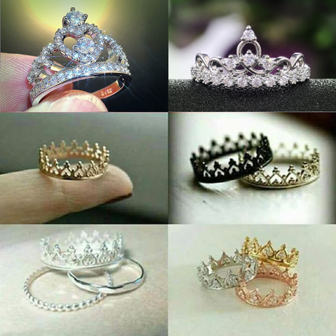 Huitan Hot Selling Fancy Crown Women Ring Best Anniversary Girl Gift Elegant Female Dance Party Trendy Jewelry Rings Wholesale ► Photo 1/6