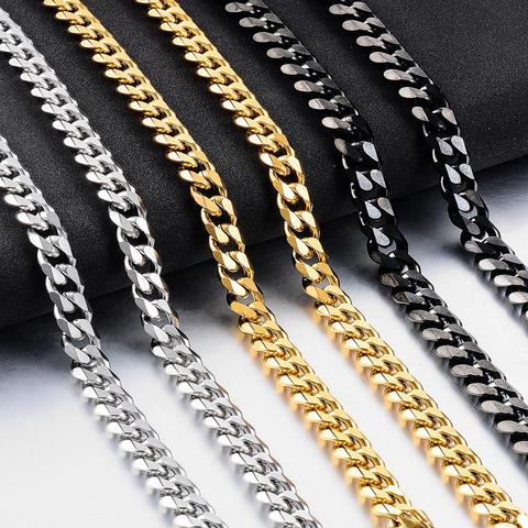 New Style Stainless Steel Cuban Chain Gold Black Fashion Hip Hop Men And Women Necklace Jewelry ► Photo 1/6