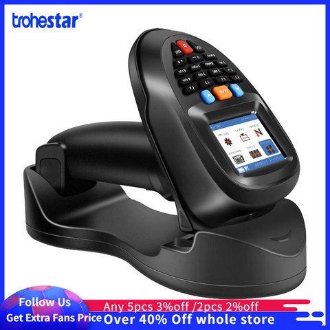 Trohestar Barcode Scanner Wireless Handheld Portable Data Terminal Inventory Device 2.4GHz Bar Code Reader Bluetooth Scanners ► Photo 1/6