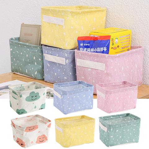 Linen Desktop Storage Box Waterproof Toy Sundries Storage Basket Cosmetic Underware Storage Organizer Office Stationery ► Photo 1/1